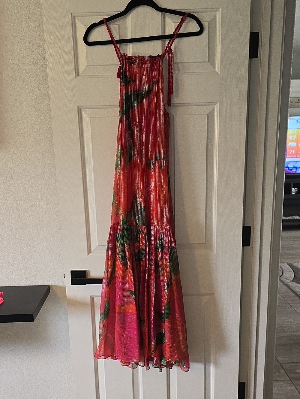 Farm Rio Sleeveless Pink-Orange Floral Maxi Dress Sz Sm